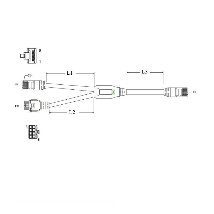 2 RJ45 micro fit Dupont Equivalent 8pin Y形轉接線RJ45延長線電連接線 2