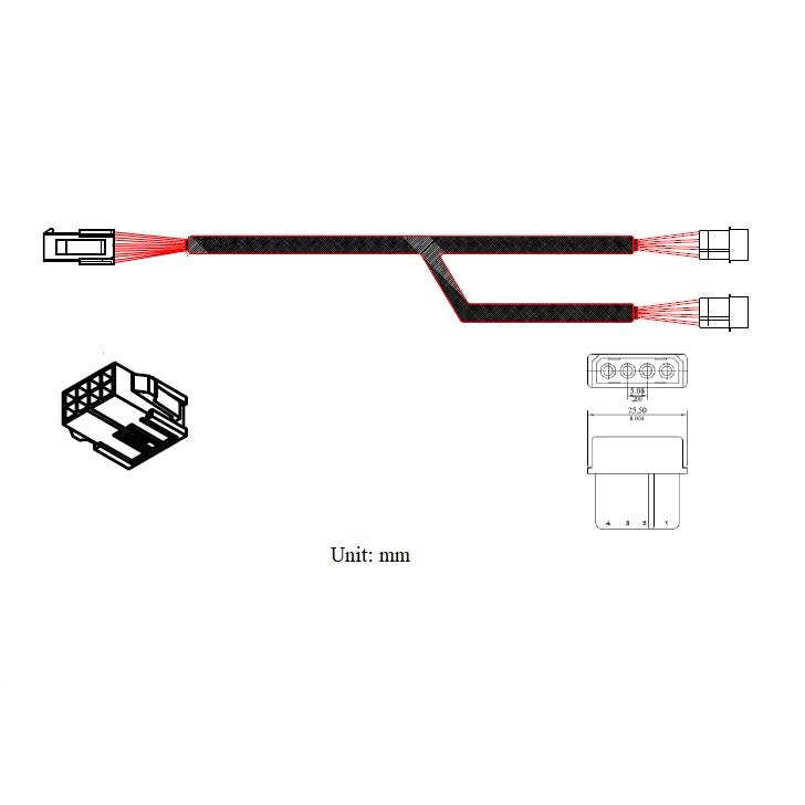 8pin to doube 4pin power extension cable Y shape electric connector cable 2