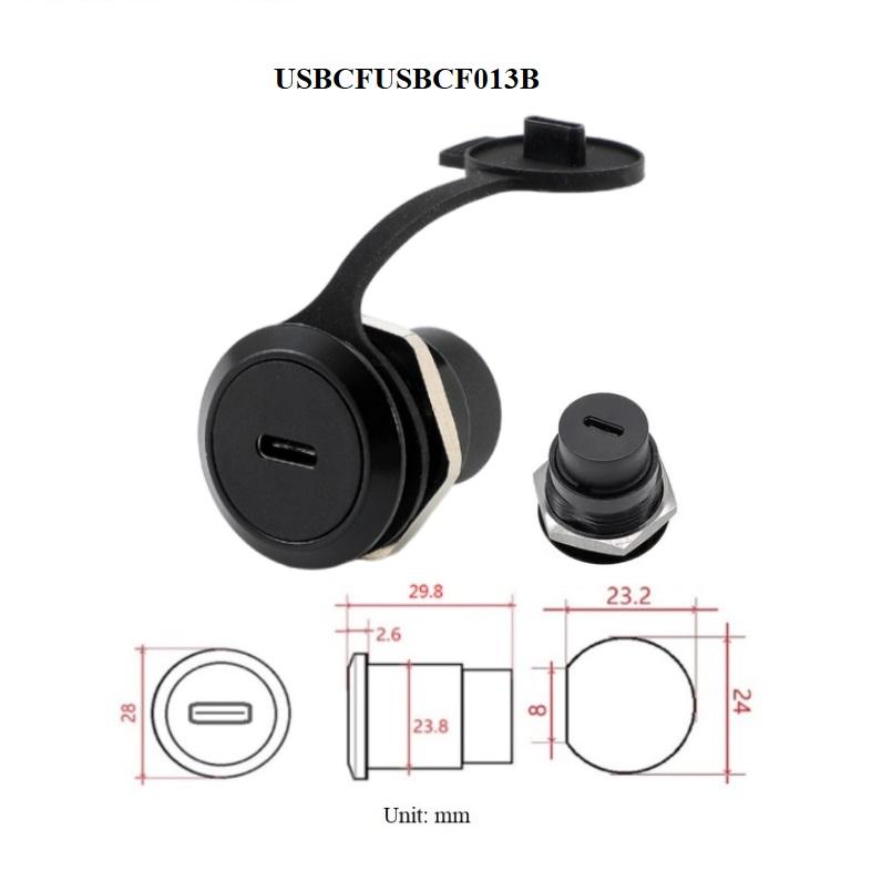 circular d type chassis panel mount usb3.0 usb c type c connector 6