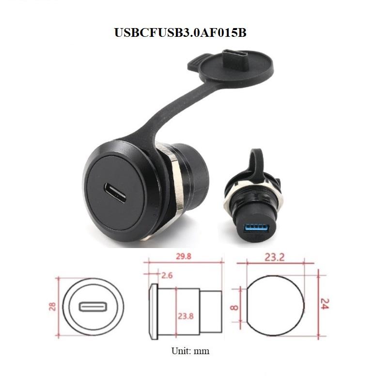 circular d type chassis panel mount usb3.0 usb c type c connector 10
