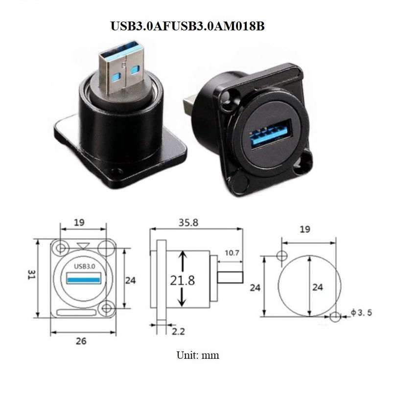 d type chassis panel screw mount usb3.0 a b usb c type c connector 4