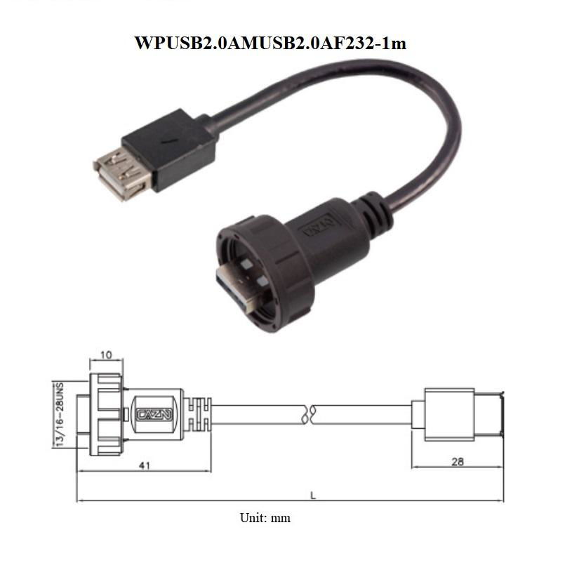 d type面板螺絲安裝usb2.0室外防水IP67連接線連接器 6