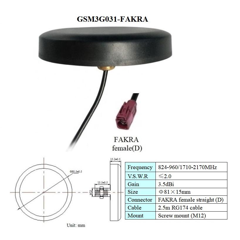 螺丝安装防水IP67室外用高增益全向gprs gsm 3g车载天线 2