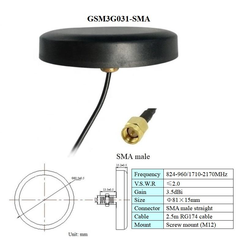 螺丝安装防水IP67室外用高增益全向gprs gsm 3g车载天线 4