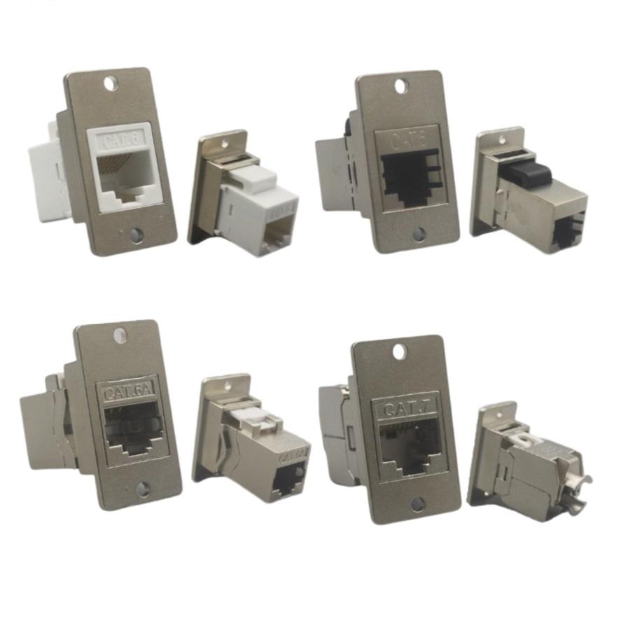 鋅合金長方形面板螺絲安裝RJ11 CAT3 RJ45 CAT5E CAT6 CAT6A CAT7接頭插座模塊