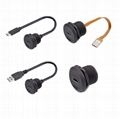 圆形面板螺母安装usb c type c室外防水IP67连接线连接器