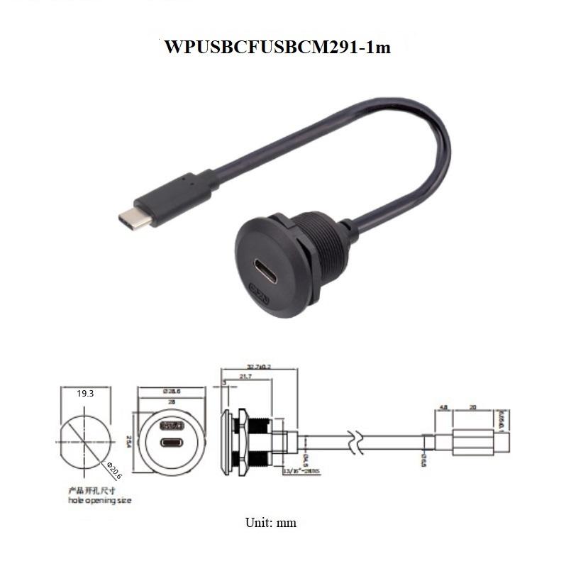 圆形面板螺母安装usb c type c室外防水IP67连接线连接器 4
