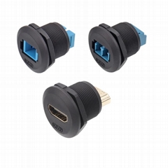 waterproof circular screw panel chassis mount duplex lc sc hdmi connector