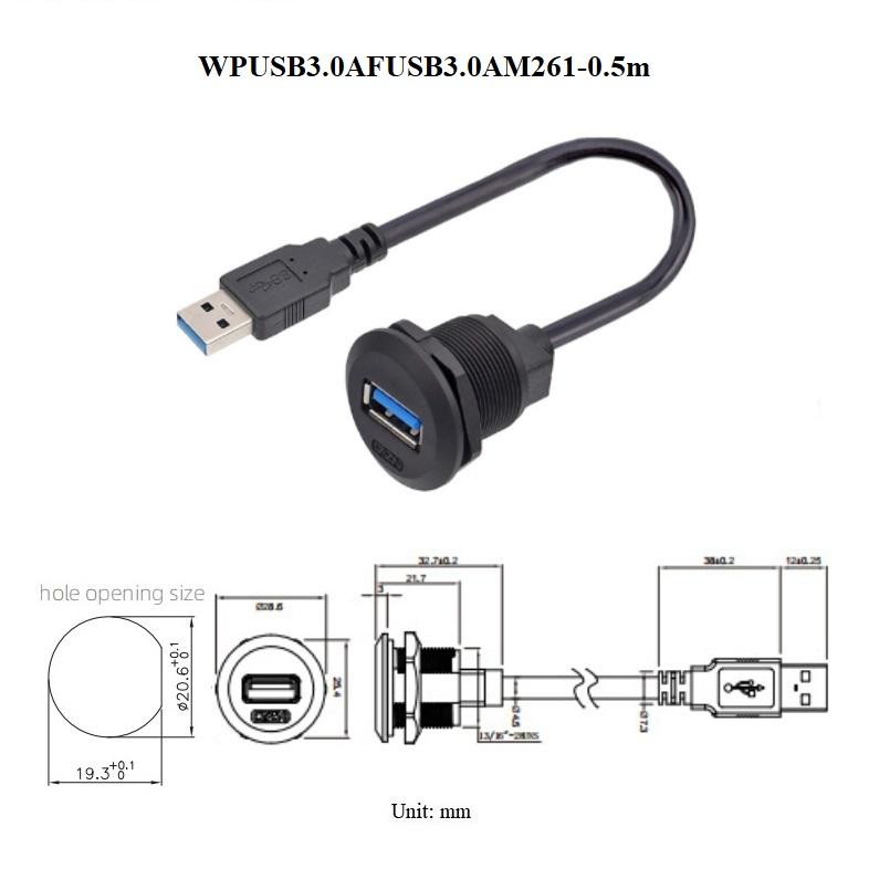 圓形面板螺絲安裝usb3.0 a室外防水IP67連接線連接器 3