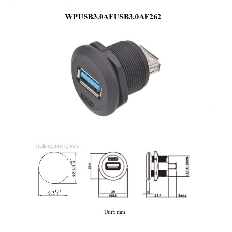 圓形面板螺絲安裝usb3.0 a室外防水IP67連接線連接器 5