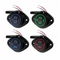 12-24v input usb type c PD QC3.0 outlet fast charging boat car charger socket