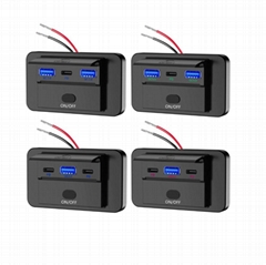 输入12-24V巴士房车改装3接口PD QC3.0快充车载充电器