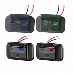 12-24v input usb type c PD QC3.0 outlet 2-ports boat car fast charger socket