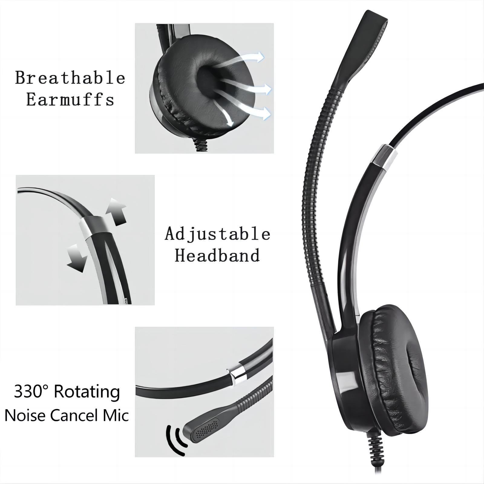 Factory Sale OEM Wired Stereo USB Headphones Business Headset With Voice Cancell