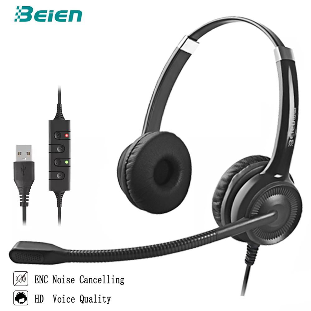 Factory Sale OEM Wired Stereo USB Headphones Business Headset With Voice Cancell 4