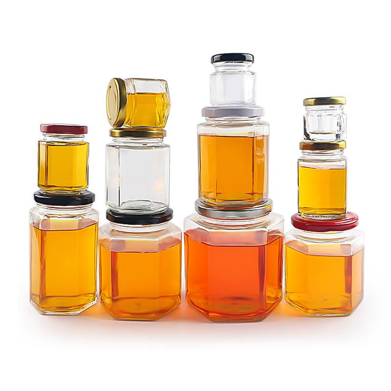 食品級玻璃六稜形狀透明顏色蜂蜜玻璃罐 2