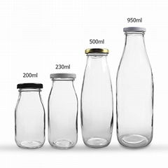 Manufacture custom made wholesale 200ml to 1000ml milk juice glass bottle