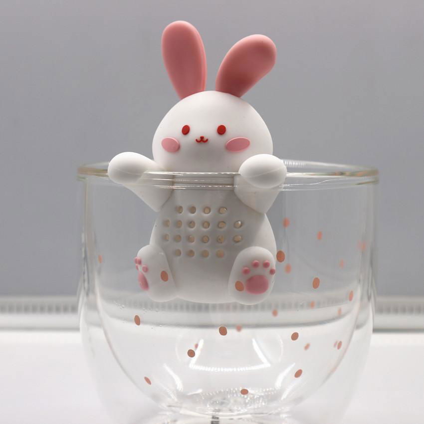 硅胶厂家供应高品质玻璃杯茶漏 可爱兔子茶具茶漏 塑胶茶漏 5