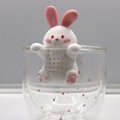 硅膠廠家供應高品質玻璃杯茶漏 可愛兔子茶具茶漏 塑膠茶漏 5