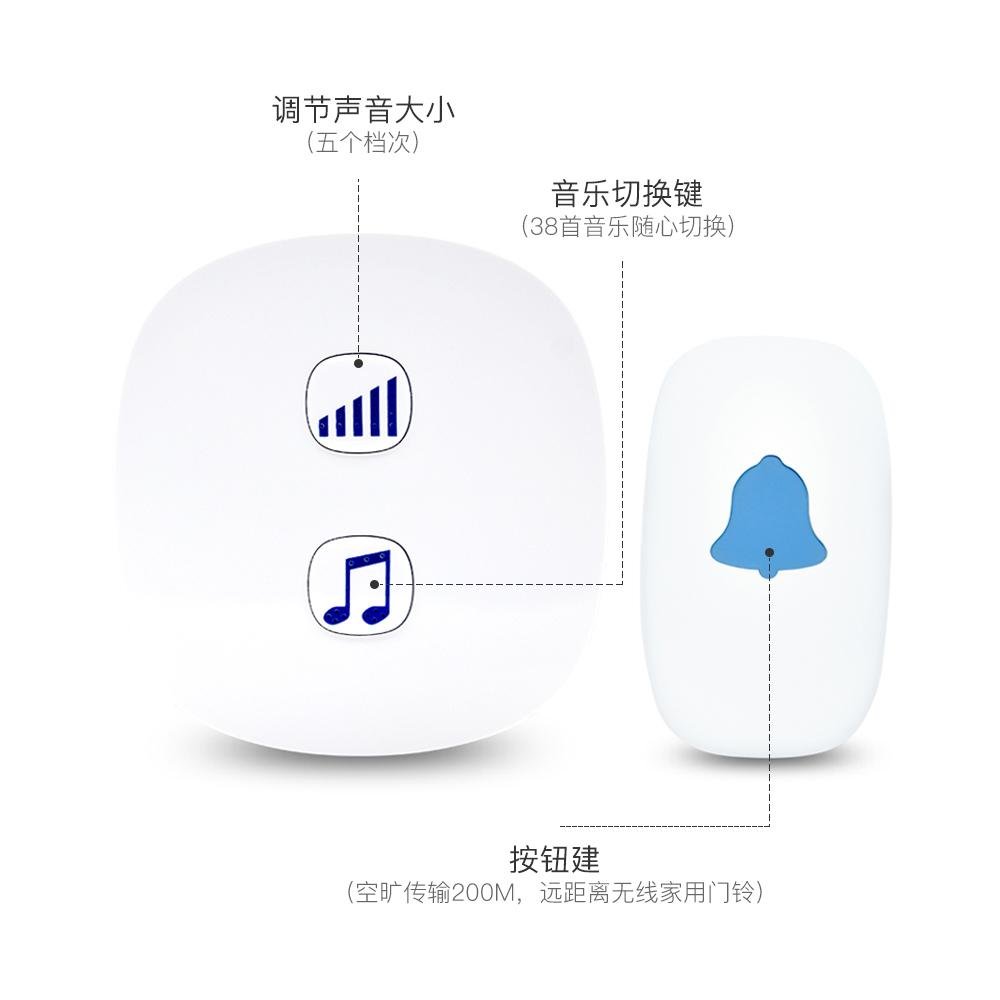 Wireless waterproof communication remote doorbell 52 songs 2