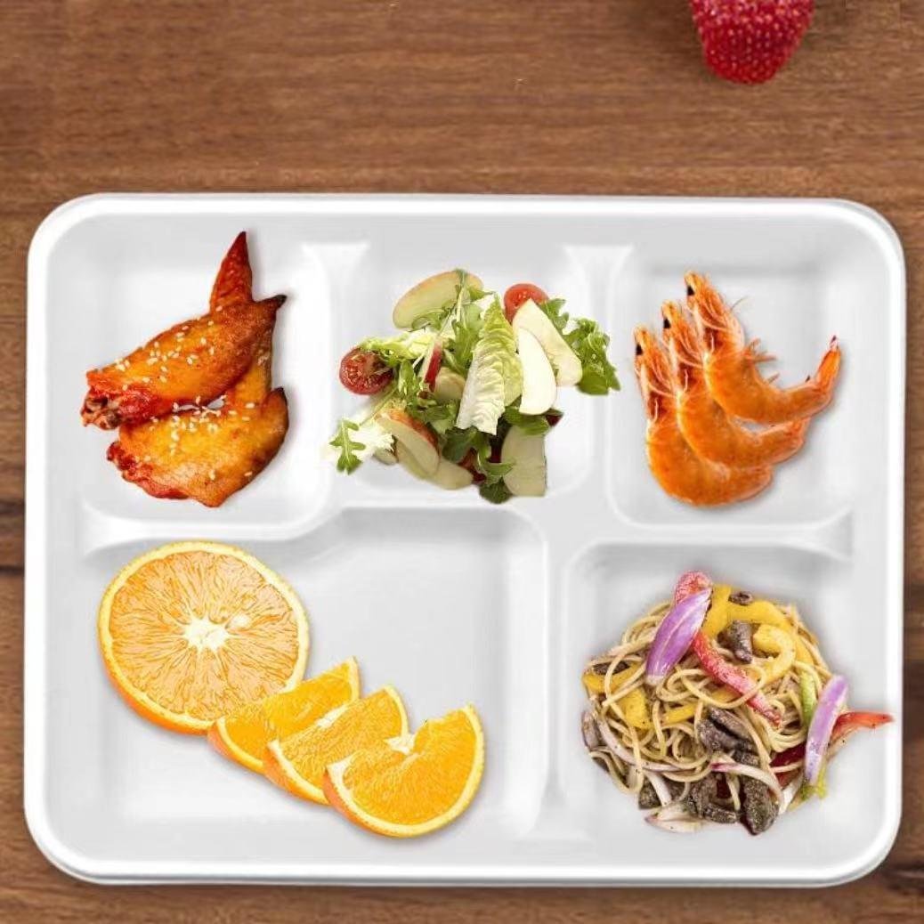 5 6 Compartments  Compostable  Buffet School Hospital Fast Food Restaurant Tray 4