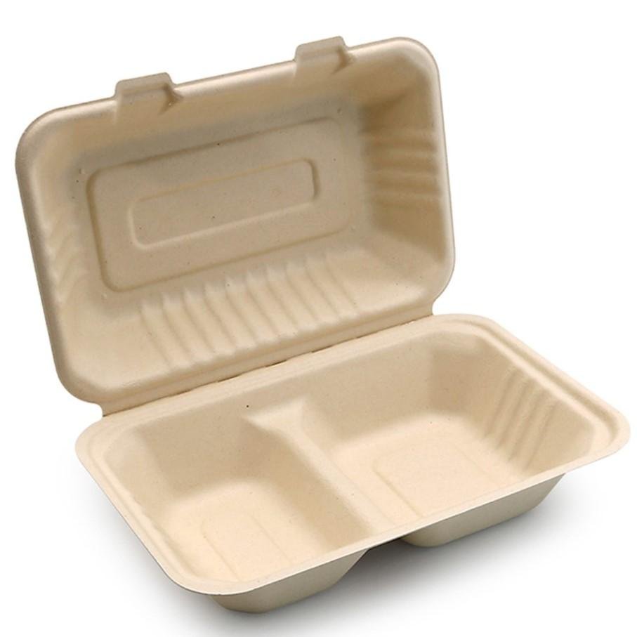 Greaseproof Microwave Safe Disposable Bagasse Biodegradable Clamshell Container