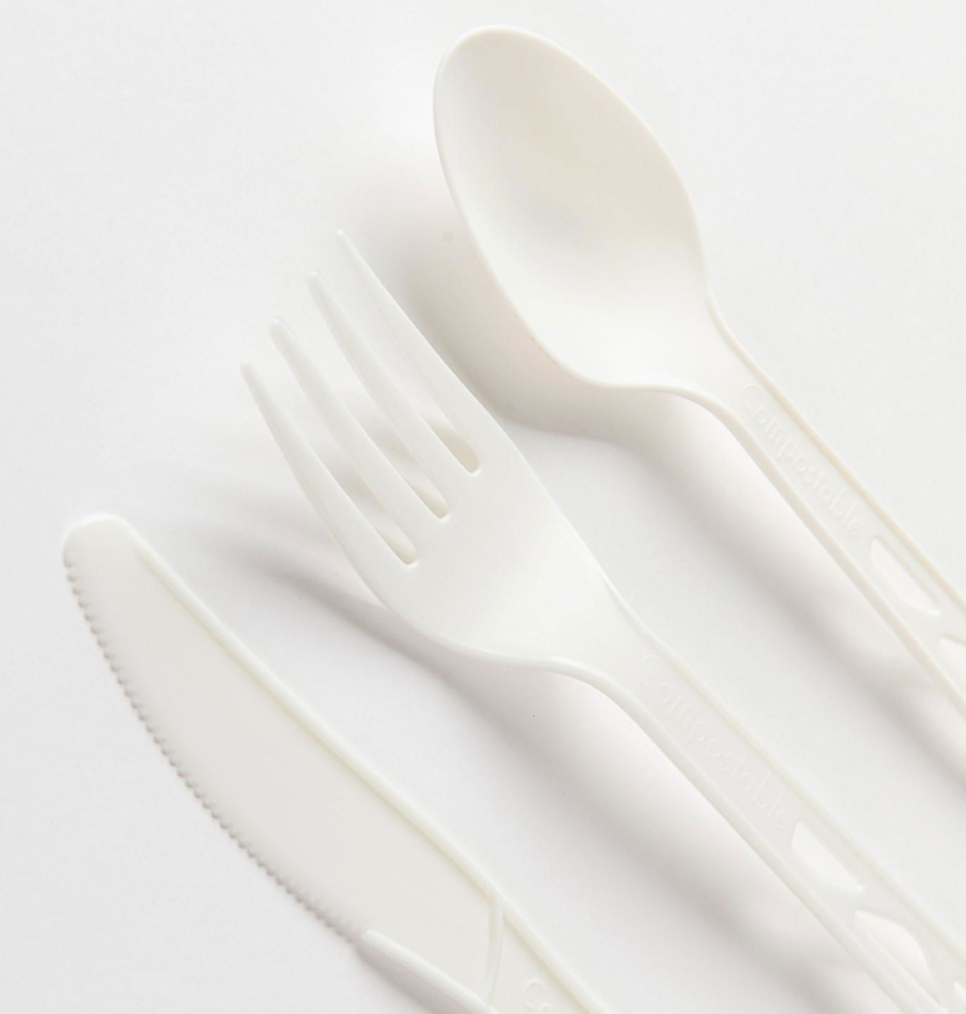 Disposable Compostable CPLA Knife / Fork /Spoon Biodegradable Tableware And set