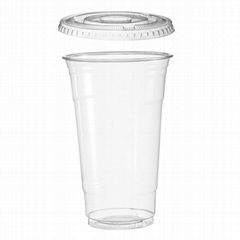 Hot selling disposable plastic transparent cold drink cup with lid, coffee cup