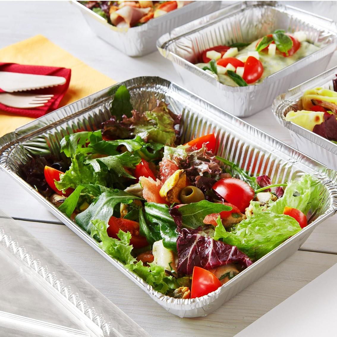 Sturdy reusable aluminum foil pan for takeout cooking reheating and storing food 5