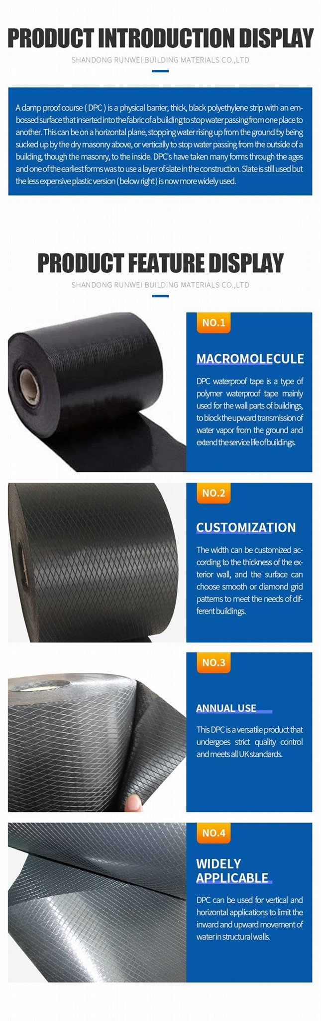 Black Embossed Polythene Damp Proof Course For Wall Used With Good Price 4