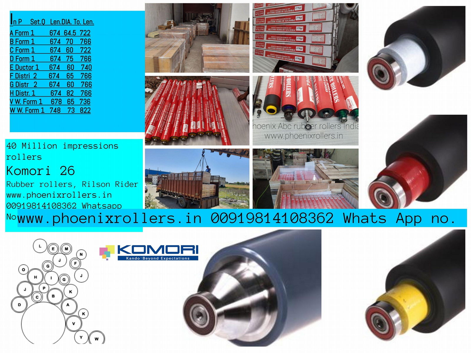 Komori offset rubber rollers 20 26 28 29 32 40 all press 2