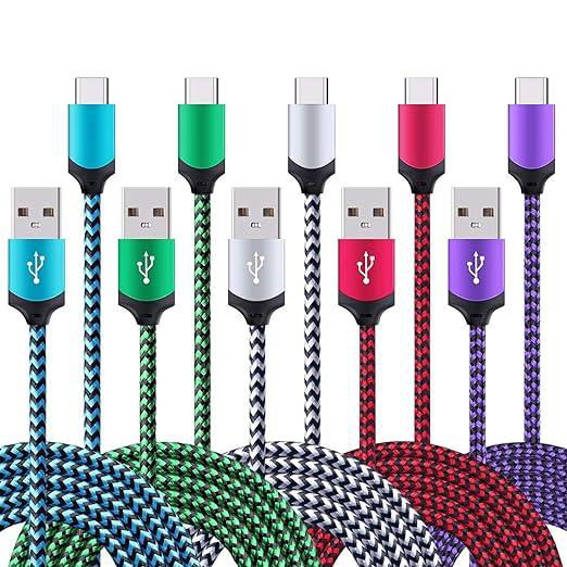 5Pack 6ft Fast USB Type C Cable Phone Charger Cord Compatible for Samsung Galaxy