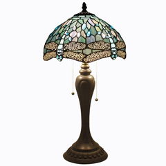 WERFACTORY Tiffany Table Lamp Sea Blue Stained Glass  lamp