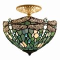 WERFACTORY Tiffany Ceiling Light Fixture Sea Blue Stained Glass Dragonfly lamp 2