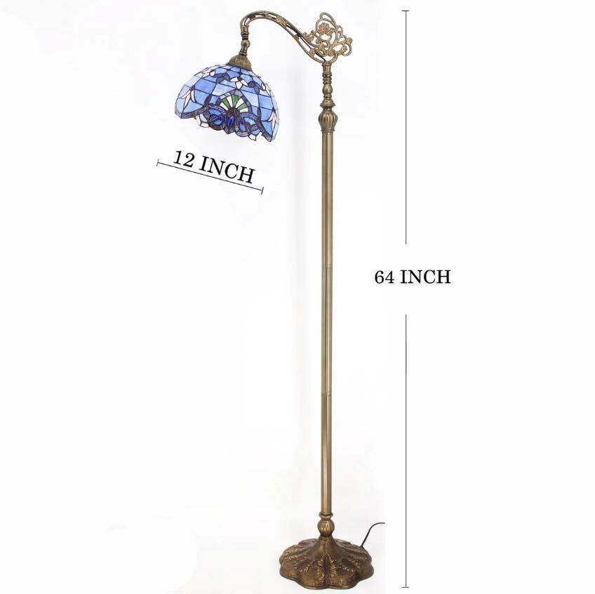 WERFACTORY Floor Lamp Tiffany Style Blue Purple Stained Glass Arched LampGoosene 3