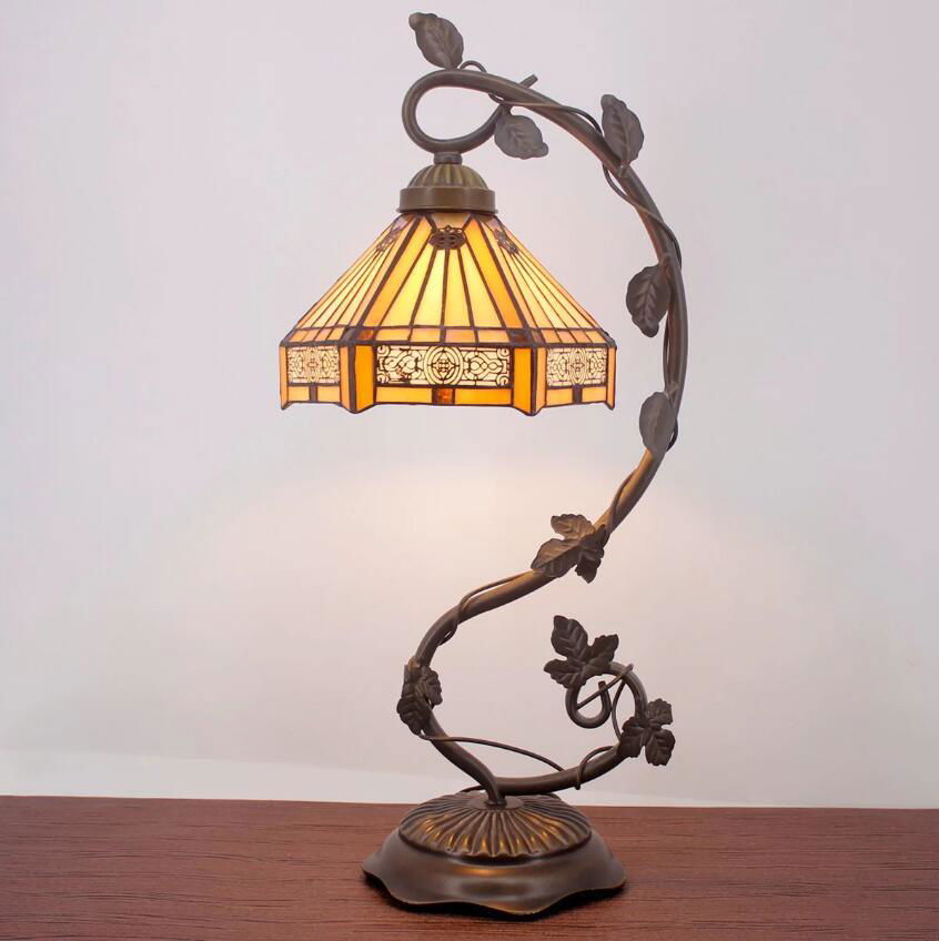 WERFACTORY Tiffany Lamp Stained Glass Table Lamp Bedside Desk Reading Light 3