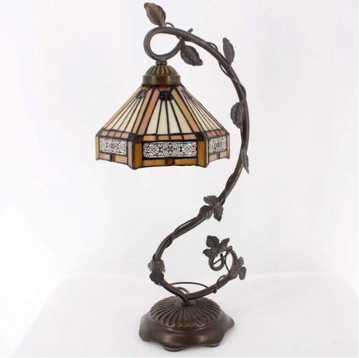 WERFACTORY Tiffany Lamp Stained Glass Table Lamp Bedside Desk Reading Light