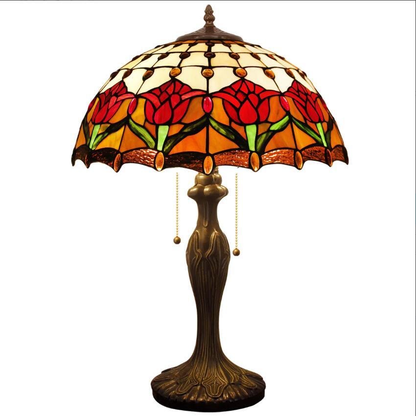 Tiffany Table Lamp Werfactory® Tulip Stained Glass Reading Desk Light 2
