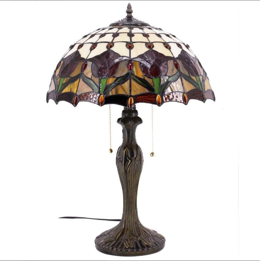 Tiffany Table Lamp Werfactory® Tulip Stained Glass Reading Desk Light 4