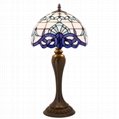 WERFACTORY Tiffany Lamp Table  White Navy Blue Baroque Stained Glass  table ligh