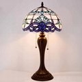 WERFACTORY Tiffany Lamp Table  White Navy Blue Baroque Stained Glass  table ligh 4