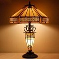 WERFACTORY Tiffany Table Lamp Yellow Stained Glass Hexagon   LED read  Lamp