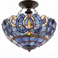 WERFACTORY Tiffany Ceiling Light Fixture Blue Purple Cloudy Stained Glass  Lamp 4