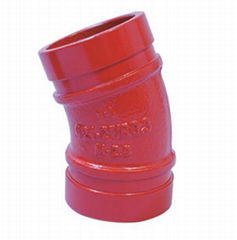 FM UL Fire fighting 11.25 22.5 45 90 degree Ductile iron Grooved elbow
