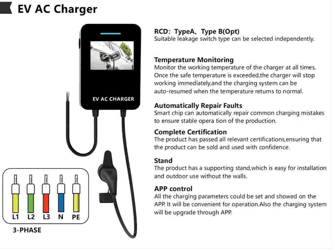 AC EV Charger 11kw with Plug for Public 4
