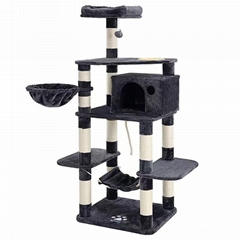 Condo Wooden Climbing FrameModern Wood Sisal Rope Large Cat Tree