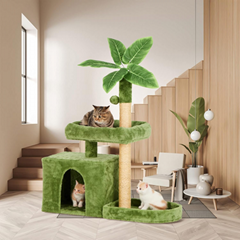 Cats Condo House with Hang Ball Leaf Shape Design cat trees and scratcher