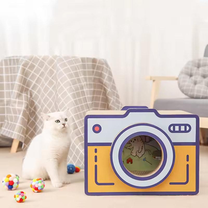 Retro Camera Cat Scratcher Corrugated Paper Cat Toy Cute Cat Scratcher Cardboard 2