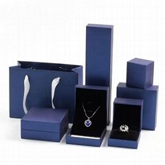 Classical Navy Blue Leather jewelry Box Luxury Wedding Ring Packaging Private Lo