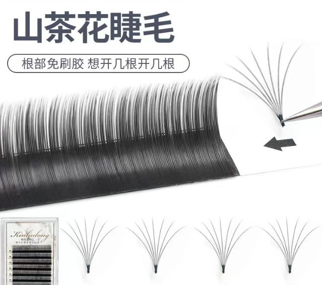 0.05 0.07 Camellia Lash Extension Matte Black Natural Easy Fan Mega lashes 5